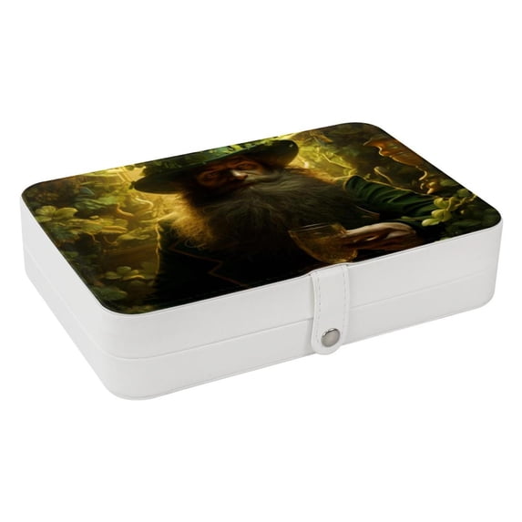 Saint Patrick's Day PU Leather Jewelry Box with Removable Compartment and Necklace Holder - Portable Jewelry Display Case for Jewelry Boxes