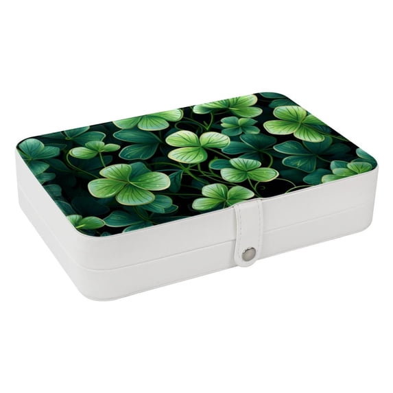 Saint Patrick's Day PU Leather Jewelry Display Box with Removable Compartment, Portable Necklace and Bracelet Holder
