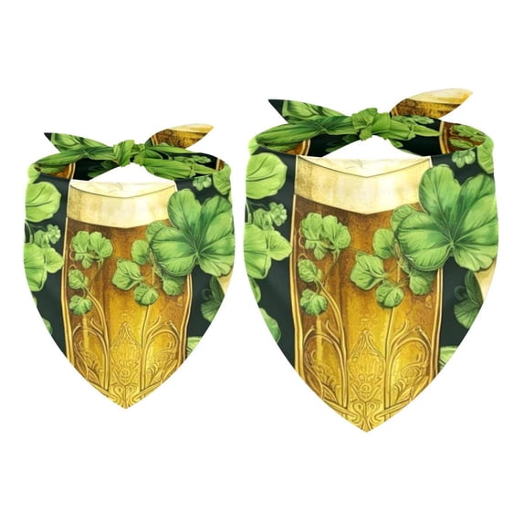 Saint Patrick's Day Pack of Two Cat Bandanas, Breathable Chiffon Yarn Pet Collars, Translucent Light Scarf Set - 40.6x40.6x58/16x16x22.8in, 53.3x53.3x76.2/20.9x20.9x30 in