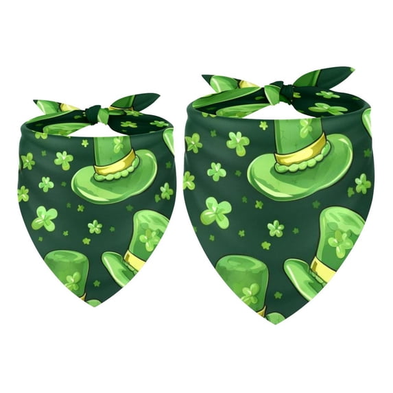 Saint Patrick's Day Pack of Two Cat Bandanas - Translucent Light and Breathable Chiffon Yarn - 40.6x40.6x58/16x16x22.8in, 53.3x53.3x76.2/20.9x20.9x30 in Size