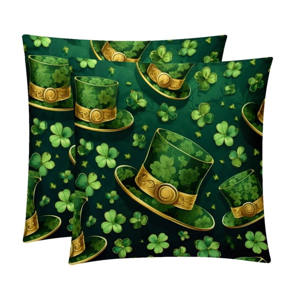 Saint Patrick's Day Pillow Covers Inserts, Decorative Pillows, Throw Pillows with Unique Patterns for Home Décor - Set of 2 in 16x16, 18x18, or 20x20 inches