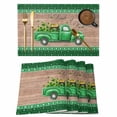 thumbnail image 1 of Saint Patrick's Day Placemats Set of 8 Luck Leaves Car Brown Wooden Plaid Place Mats Indoor Wipeable Table Mats Washable Cloth Dining Table Placemats for Kitchen Holiday Party Home Decor 13x19 Inch, 1 of 9