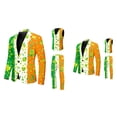 thumbnail image 1 of Saint Patrick's Day Printed Men's Tuxedo Slim Fit 3 Piece Suit Set, Formal Festive Pattern Blazer Vest Pants, Elegant Wedding Prom Dinner Party One Button Modern Formal Occasions, 1 of 7