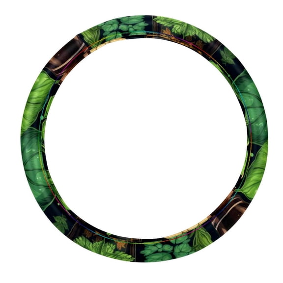 Saint Patrick's Day Printed PVC Leather Car Steering Wheel Cover 14.5 Inch Auto Accessories