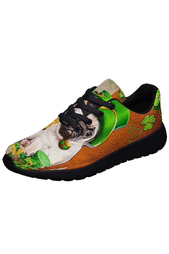 Saint Patrick's Day Pug Irish Shoes Sneakers Black Size 7