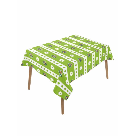 Saint Patrick's Day Rectangle Tablecloth, Green Colorful Clovers Leaves Stripes Waterproof & StainResistant Tablecloth, Washable Oil-proof Table Cover for Dining/Party/Wedding/Camping/Buffet 60x84 In