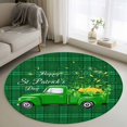 thumbnail image 1 of Saint Patrick's Day Round Area Rug 3.3Ft Washable Circle Rugs for Dining Room Table, Spring Green Truck Lucky Grasses Check Non-Slip Carpet Floor Mats Indoor Outdoor Carpet Runner Home Decor, 1 of 8