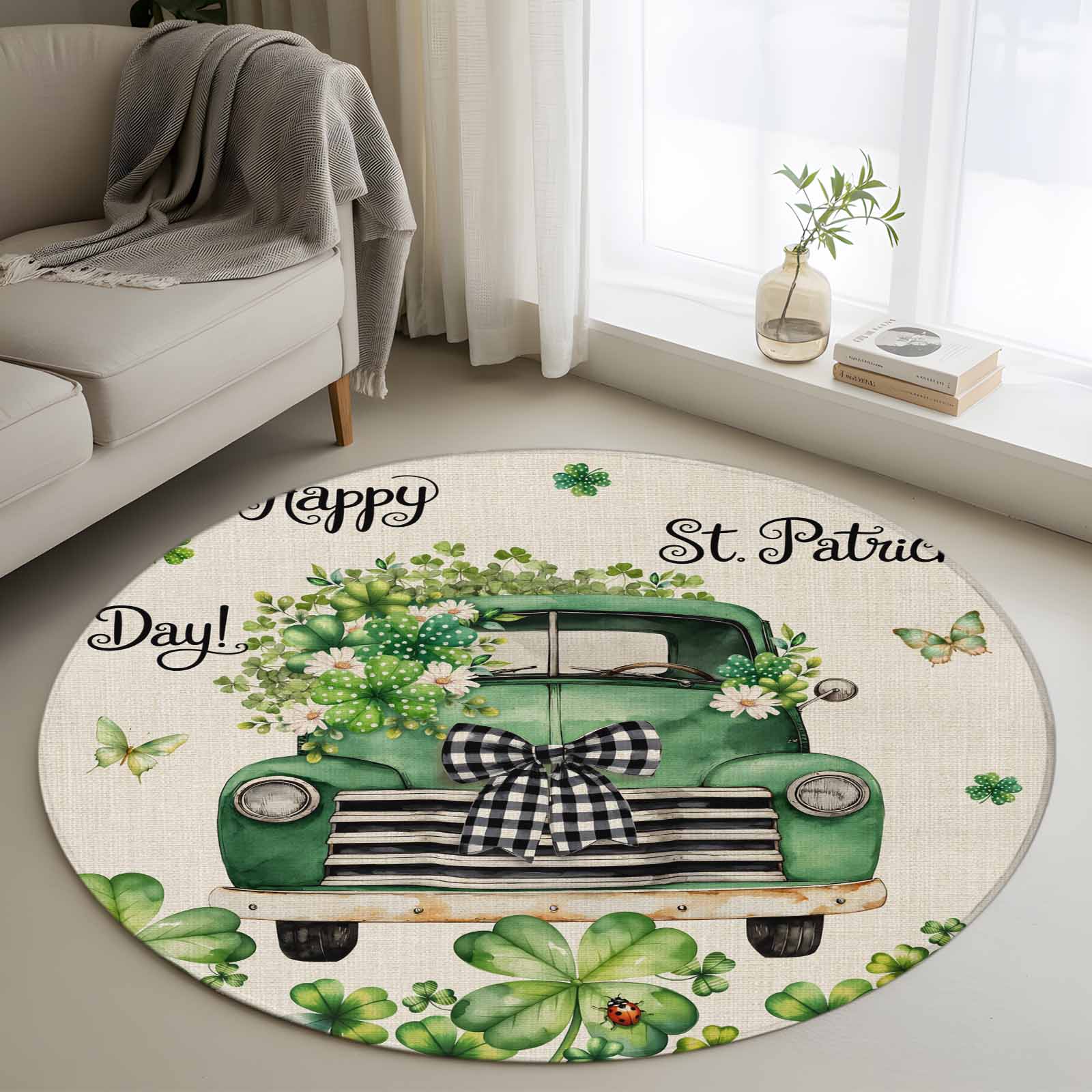 Saint Patrick's Day Round Rug 4ft Washable Circle Entryway Rugs Non ...