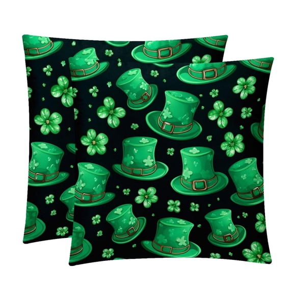 Saint Patrick's Day Set of 2 Velvet Throw Pillow Covers Inserts with 16x16, 18x18, 20x20 Inches Chair Pillow Covers - Unique Patterns for Throw Pillows for Various Occasions