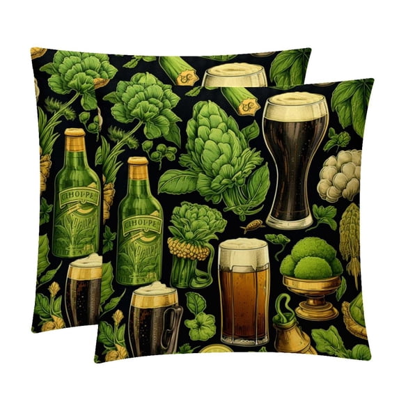 Saint Patrick's Day Set of 2 Velvet Throw Pillow Covers with Unique Patterns in 16x16, 18x18, 20x20 Inches for Throw Pillow Inserts for Various Occasions