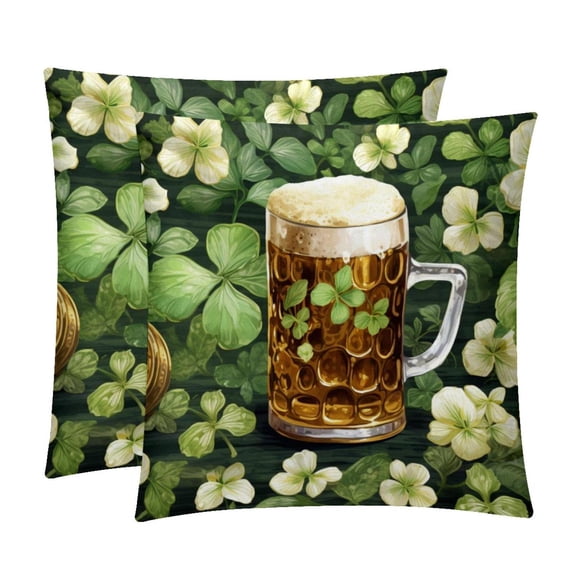 Saint Patrick's Day Set - Decorative Pillows Covers, Velvet Throw Pillow Cases with Unique Patterns for Home Decor, 16x16, 18x18, 20x20 Inches, 2 Pack - Great for Various Occasions.