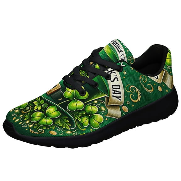 Saint Patrick's Day Shamrock Leprechaun Hat Shoes Sneakers for Women Men Black Size 3.5
