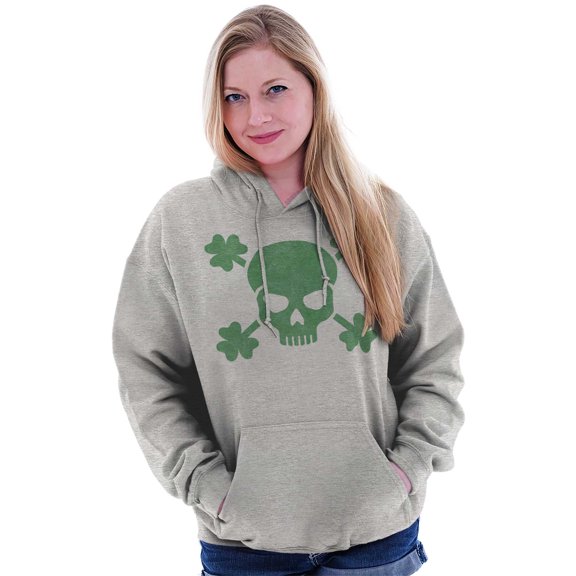 Saint Patrick's Day Shamrock Skull Hoodie Sweatshirt Women Men Brisco Brands S