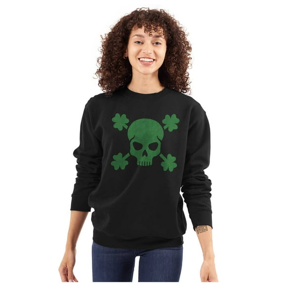 Saint Patrick's Day Shamrock Skull Sweatshirt for Men or Women Brisco Brands S