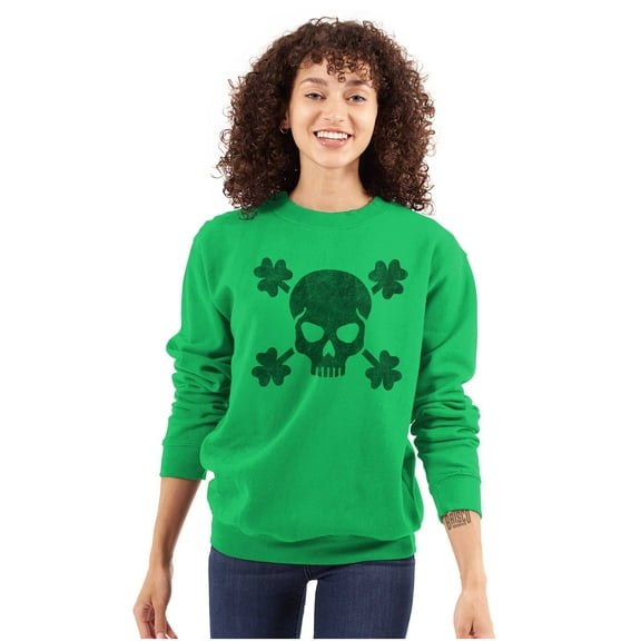 Saint Patrick's Day Shamrock Skull Sweatshirt for Men or Women Brisco Brands S