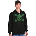 thumbnail image 1 of Saint Patrick's Day Shamrock Skull Unisex Fleece Graphic Zip Up Hoodie Brisco Brands 5X, 1 of 3