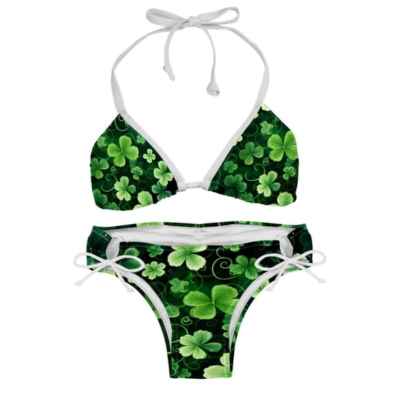 Saint Patrick's Day Swim Suit Women Bikini Set, Detachable Sponge, Adjustable Strap, Two-Pack - Beach, Pool, Vacation