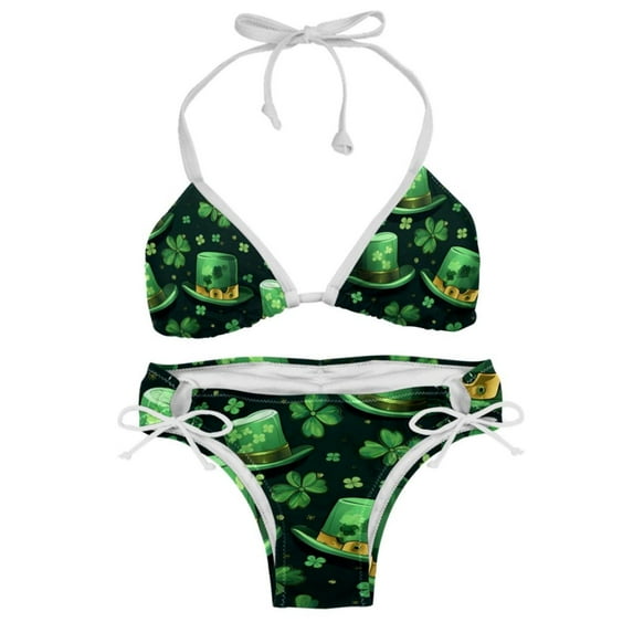 Saint Patrick's Day Swim Suit Women Bikini Set Detachable Sponge Adjustable Strap Two-Pack Swim Wear