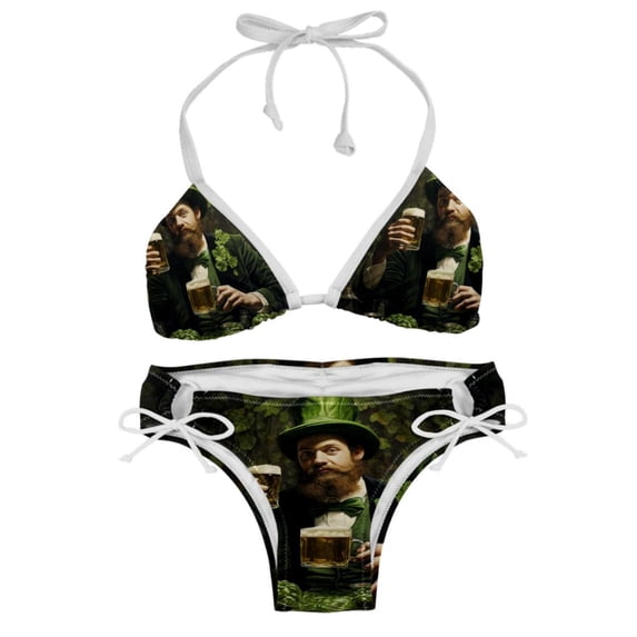 Saint Patrick's Day Swim Wear Bikini Set with Detachable Sponge & Adjustable Strap, Two-Pack for Versatile Swimming Suit Styles