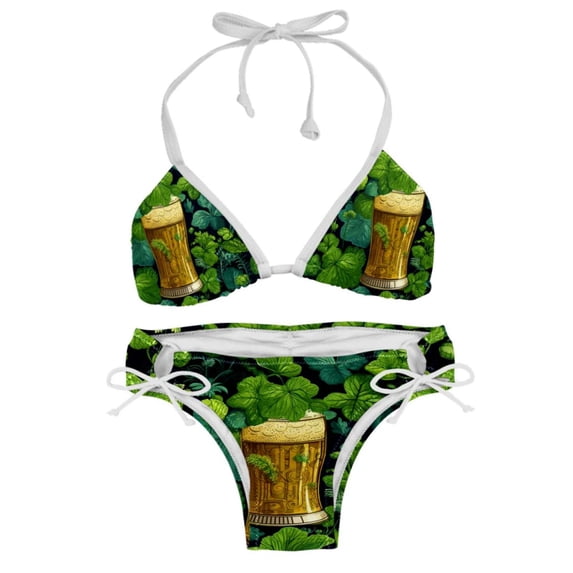 Saint Patrick's Day Swimsuit Bikini Set, Detachable Sponge, Adjustable Strap, Two-Pack - Ideal for Beach, Pool, Vacay