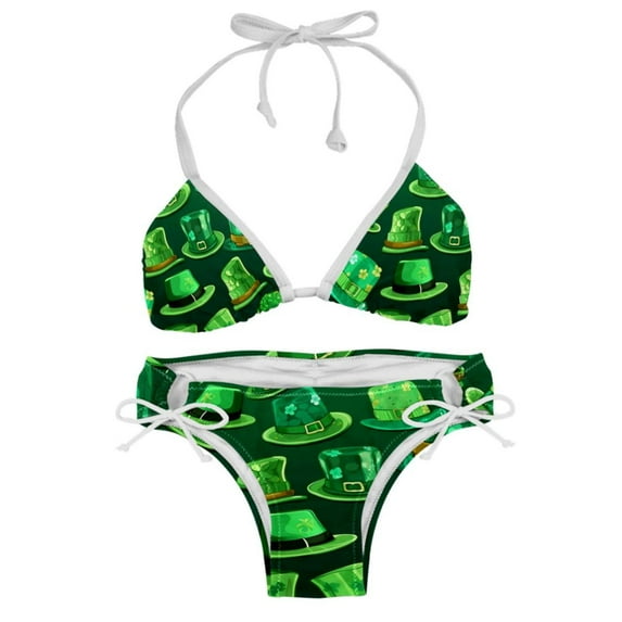 Saint Patrick's Day Swimsuit Bikini Set, Detachable Sponge, Adjustable Strap, Two-Pack - Ideal for Beach, Pool, Vacay