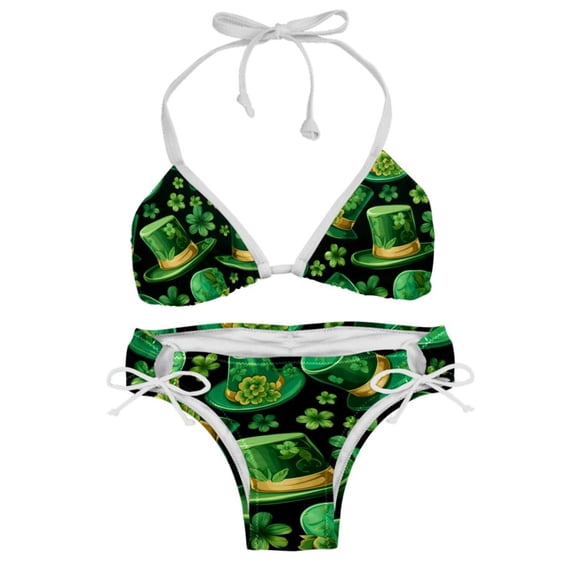 Saint Patrick's Day Swimsuit Bikini Set, Detachable Sponge, Adjustable Strap, Two-Pack - Ideal for Beach, Pool, Vacay