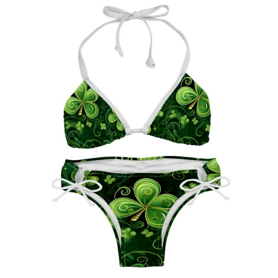 Saint Patrick's Day Swimsuit Women Bikini Set with Detachable Sponge and Adjustable Strap, Swimwear 2-Pack for Various Scenes