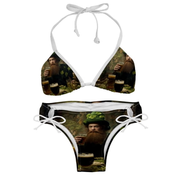 Saint Patrick's Day Swimsuit Women Bikini Set with Detachable Sponge and Adjustable Strap, Swimwear 2-Pack for Various Scenes