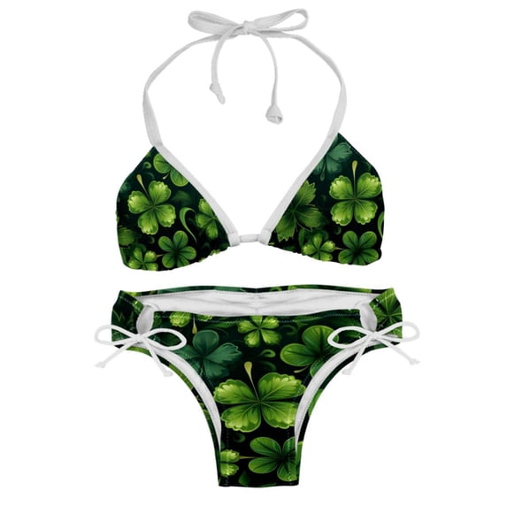 Saint Patrick's Day Swimsuit Women Bikini Set with Detachable Sponge and Adjustable Strap, Swimwear 2-Pack for Various Scenes