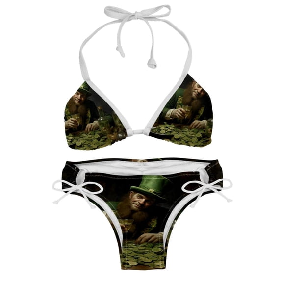Saint Patrick's Day Swimwear Bikini Set with Detachable Sponge & Adjustable Strap, Two-Pack for Beach & Pool Parties