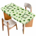 thumbnail image 1 of Saint Patrick's Day Table Cloths for 4 Foot Rectangle Tables, Green Spring Botanical Clovers Leaf Patio Waterproof Elastic Fitted Tablecloths, Washable Rectangular Table Cover for Camping, 1 of 8