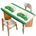thumbnail image 1 of Saint Patrick's Day Table Cloths for 4 Foot Rectangle Tables, Luck Leaves Car Green Buffalo Plaid Patio Waterproof Elastic Fitted Tablecloths, Washable Rectangular Table Cover for Camping, 1 of 8