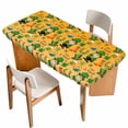 thumbnail image 1 of Saint Patrick's Day Table Cloths for 6 Foot Rectangle Tables, Orange Gnomes Hat Boot Rainbow Clovers Patio Waterproof Elastic Fitted Tablecloths, Washable Rectangular Table Cover for Camping, 1 of 8