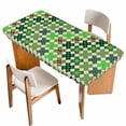 thumbnail image 1 of Saint Patrick's Day Table Cloths for 6 Foot Rectangle Tables, Vintage Green Plaid Lucky Clovers Patio Waterproof Elastic Fitted Tablecloths, Washable Rectangular Table Cover for Camping, 1 of 8