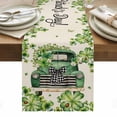 thumbnail image 1 of Saint Patrick's Day Table Runner - 120 Inch Long, Kitchen Dining Table Runner Dresser Scarves, Green Truck Leaves Floral Farmhouse Farmhouse Decor for Coffee Tables Wedding Party Banquet, 1 of 8