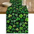 thumbnail image 1 of Saint Patrick's Day Table Runner - 72 Inch Long Spring Farmhouse Botanical Clovers Cotton and Linen Blended Dress Scarves Farmhouse Table Runner for Kitchen Dining, Coffee Table, 13" x 72", 1 of 8