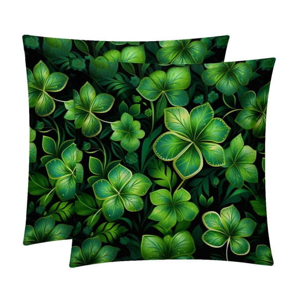 Saint Patrick's Day Throw Pillow Covers Set of 2 - Velvet Decorative Pillow Cases with Unique Patterns, 16x16, 18x18, 20x20 Couch, Sofa - Throw Pillows for Living Room