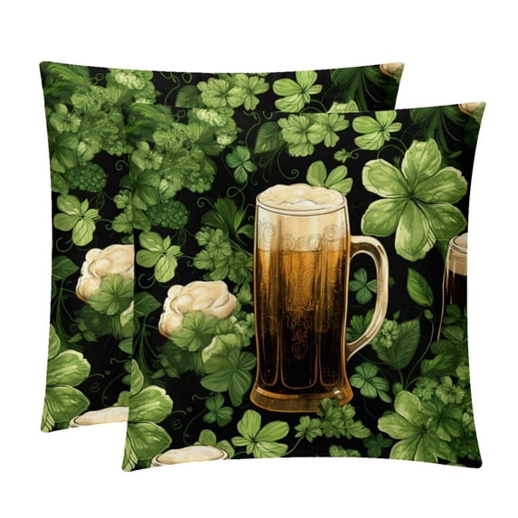 Saint Patrick's Day Throw Pillow - Velvet Pillow Inserts Covers with Unique Patterns - Set of 2 - Available in 16x16, 18x18, 20x20 Inches for Various Occasions