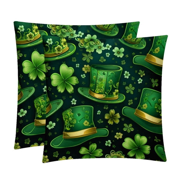 Saint Patrick's Day Throw Pillows Set of 2 with Unique Patterns Covers - Available in 16x16, 18x18, and 20x20 Inches for Various Occasions - Includes Throw Pillow Inserts
