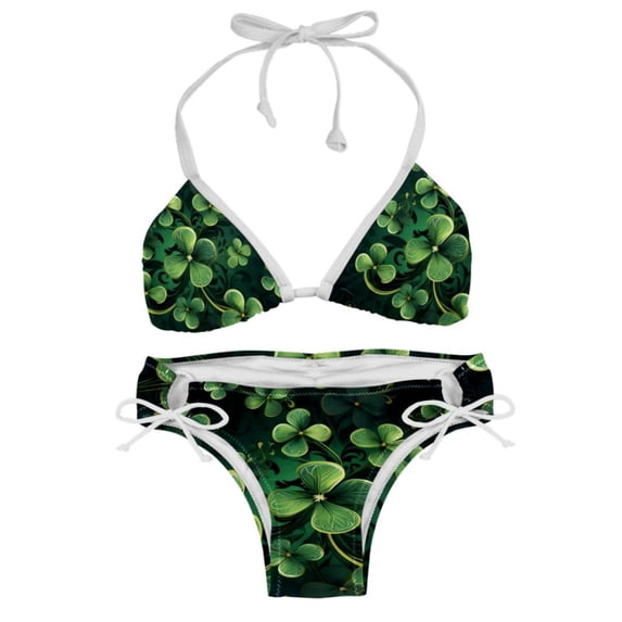 Saint Patrick's Day Two-Pack Bikini Set with Detachable Sponge and Adjustable Strap, for Beach and Swimming Suit Scenes