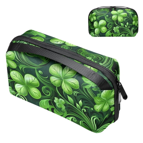Saint Patrick's Day USB Organizer Oxford Cloth Waterproof Electronic Gadget Storage Bag 5.9x9.44x3.14 in Hard Drive Case Portable Small Box Cell Phone Charger Cord Organizer