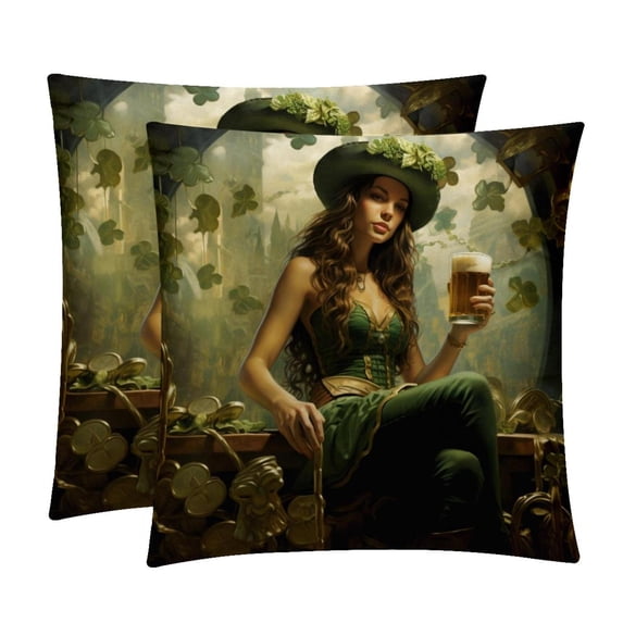 Saint Patrick's Day Velvet Pillow Covers Set of 2 with Unique Patterns for Decorative Pillows - 16x16, 18x18, 20x20 Inches for Various Occasions
