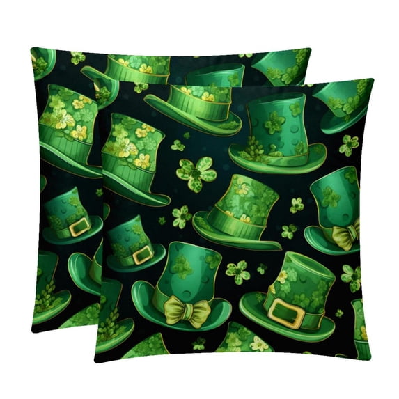 Saint Patrick's Day Velvet Throw Covers Pillows with Unique Patterns - Set of 2 Decorative Pillow Inserts in 16x16, 18x18, 20x20 Inches for Home Decor and More