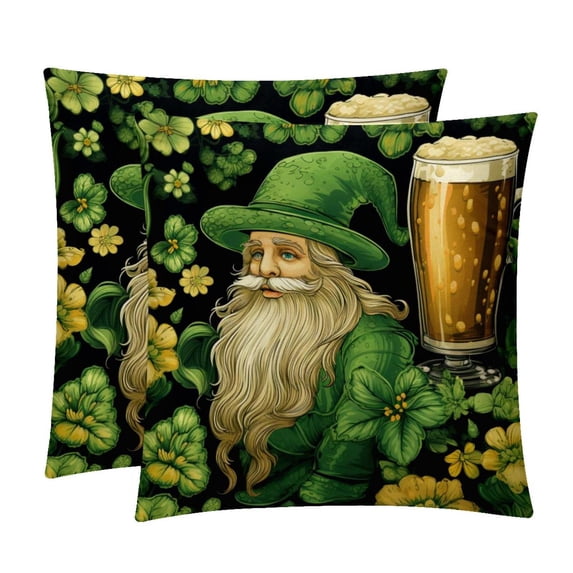 Saint Patrick's Day Velvet Throw Covers Pillows with Unique Patterns - Set of 2 Decorative Pillow Inserts in 16x16, 18x18, 20x20 Inches for Home Decor and More
