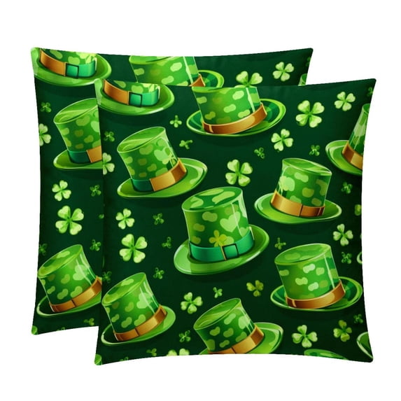 Saint Patrick's Day Velvet Throw Covers Pillows with Unique Patterns - Set of 2 Decorative Pillow Inserts in 16x16, 18x18, 20x20 Inches for Home Decor and More