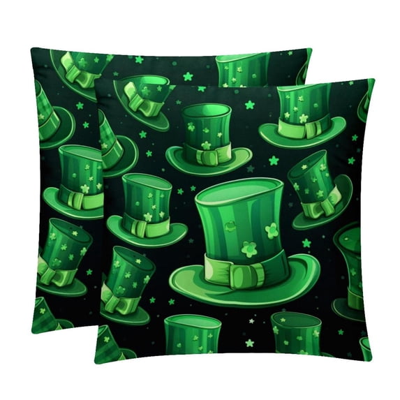 Saint Patrick's Day Velvet Throw Pillow Covers Set of 2 - 16x16, 18x18, 20x20 Inches - Unique Patterns - Bed Pillow Inserts Included for Various Occasions