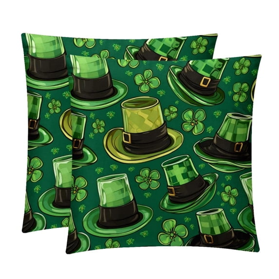Saint Patrick's Day Velvet Throw Pillow Covers Set of 2 - 16x16, 18x18, 20x20 Inches - Unique Patterns for Bed, Chair for Various Occasions
