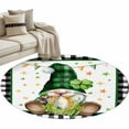 thumbnail image 1 of Saint Patrick's Day Washable Area Rug&nbsp;3 ft Green Fourleaf Grass Gnomes Black Plaid Soft Round&nbsp;Rugs for Living Room, Non Slip Carpet for Bedroom&nbsp;Entryway Dining Room, 1 of 9