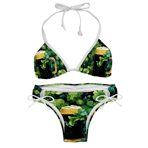 Saint Patrick's Day Women's Bikini Set with Detachable Sponge, Adjustable Strap, Two-Pack, Swim Suit, One-Piece Swimsuits, Ideal for Beach and Pool Parties
