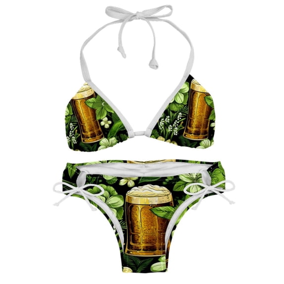 Saint Patrick's Day Women's Bikini Set with Detachable Sponge and Adjustable Strap, Two-Pack, Ideal for Swimming Suit Beach Vacation!